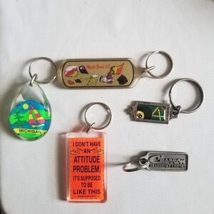 10 Vintage Mixed Metal and Plastic Keychains